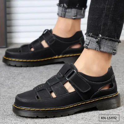 Modern Black Gem Leather Sandals